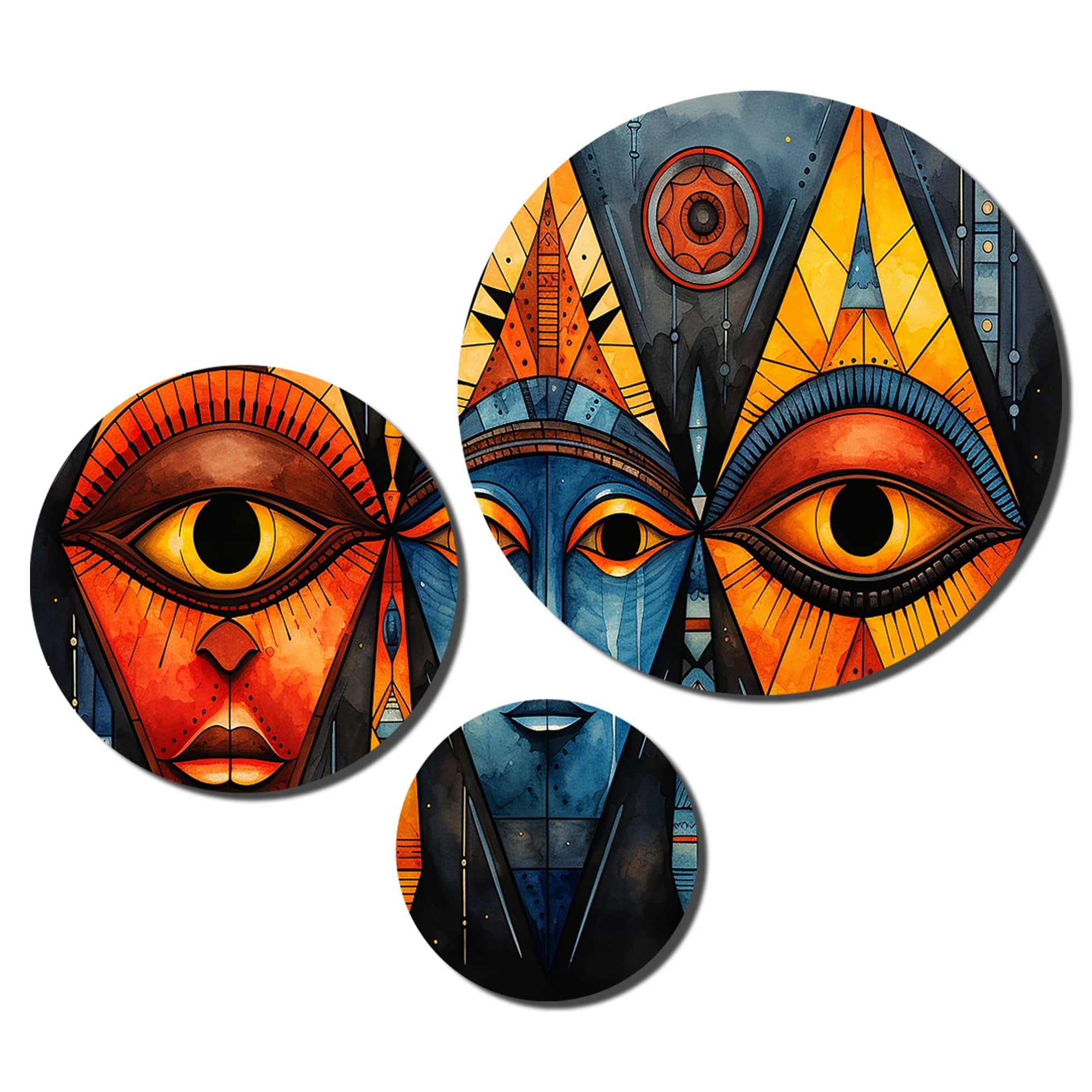 Designart "African Tribal Patterns II" African Metal Art Print Set